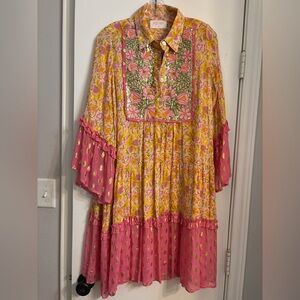 miss june pairs embroidered dress in pink